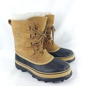 Sorel Womens Caribou Snow Boots Size 9 Brown Leather Waterproof Winter Boots